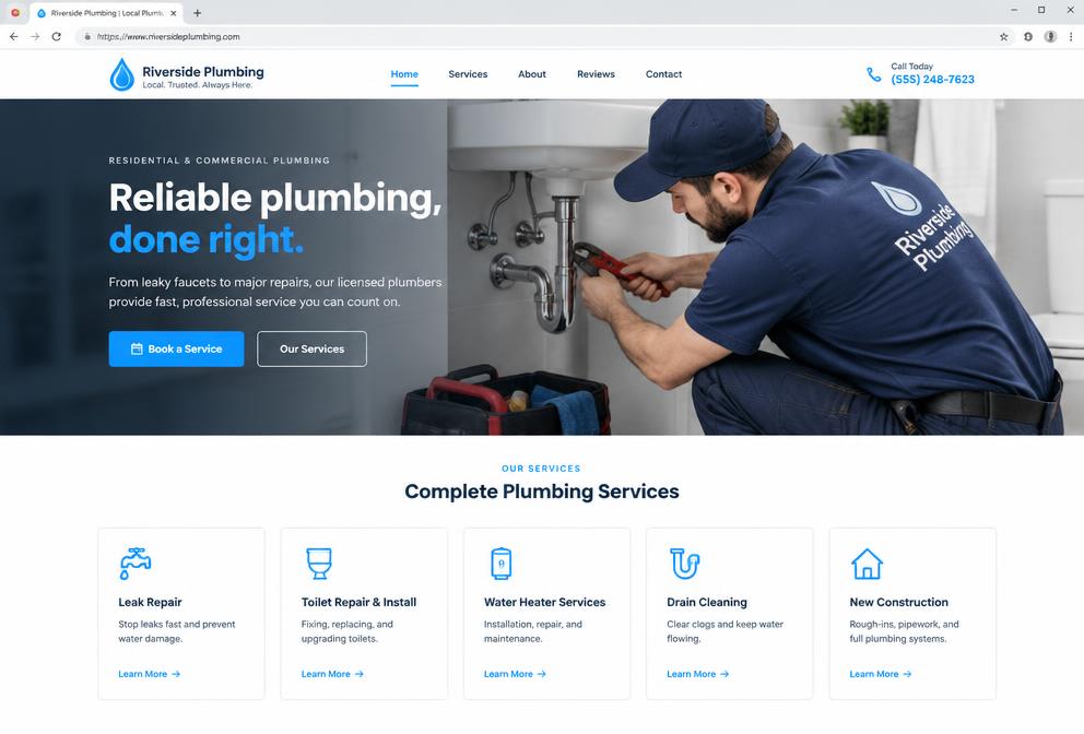 Plumbing business website starter-template screenshot