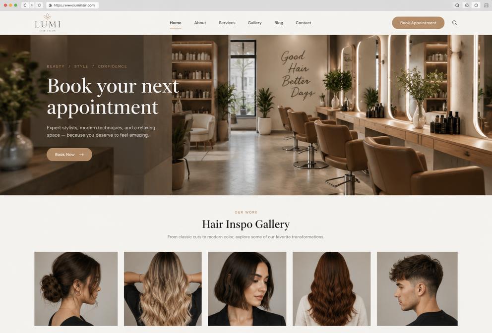 Hair salon website starter-template screenshot